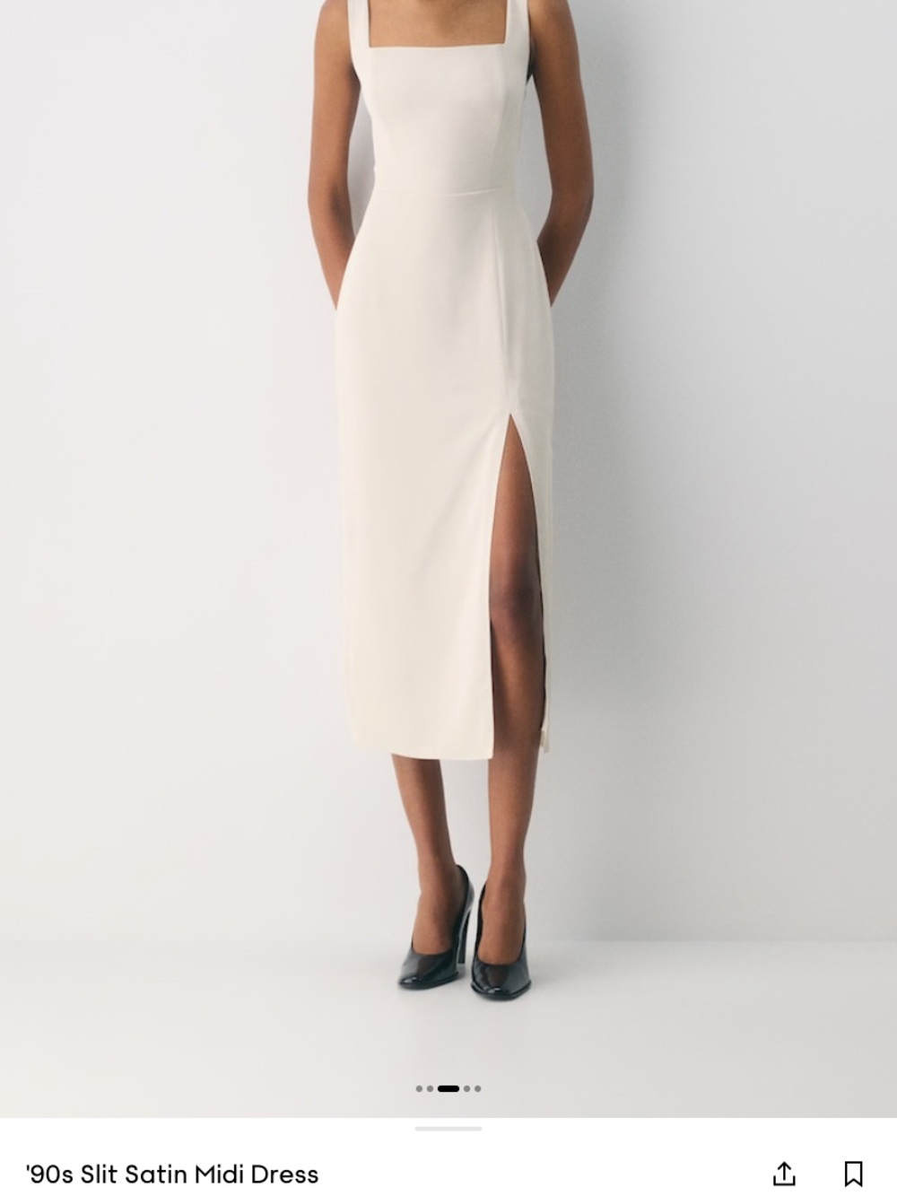 Babaton Cream Midi Skirt with High Side Slit
